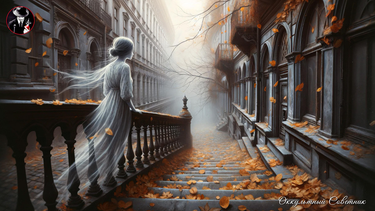 Эфирное тело на фоне осеннего пейзажа