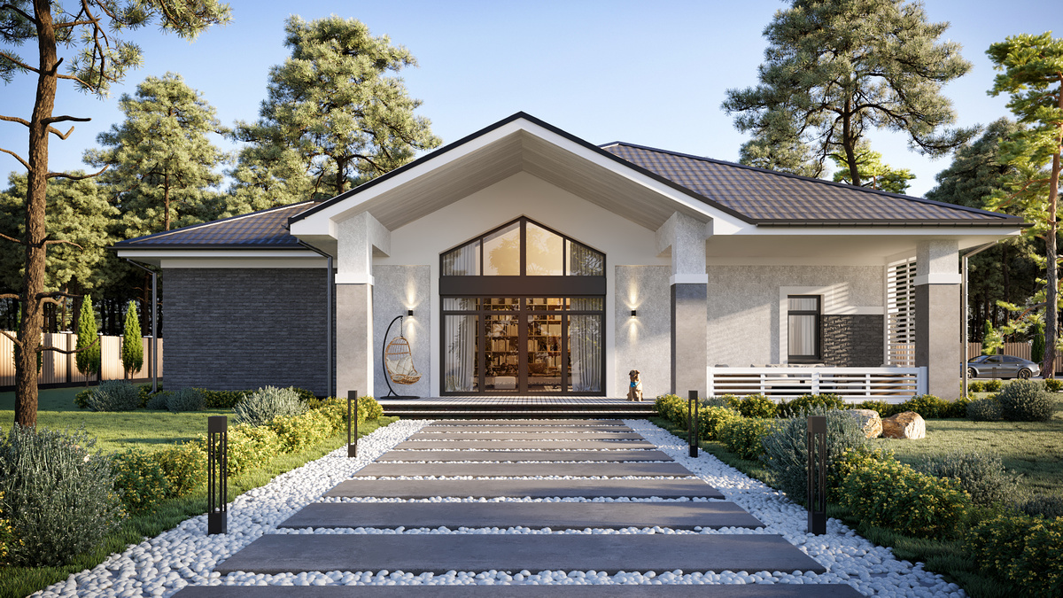 *Проект индивидуального дома 210 кв.м в г. Уфа с обособленным просторным гаражом