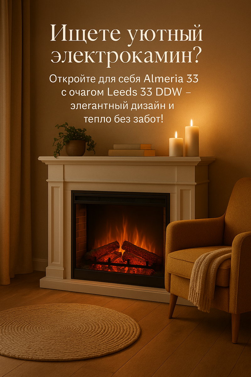    Электрический камин Almeria 33 с очагом Leeds 33 DDW: откройте секреты идеального уюта и стиля в вашем интерьере Kamin