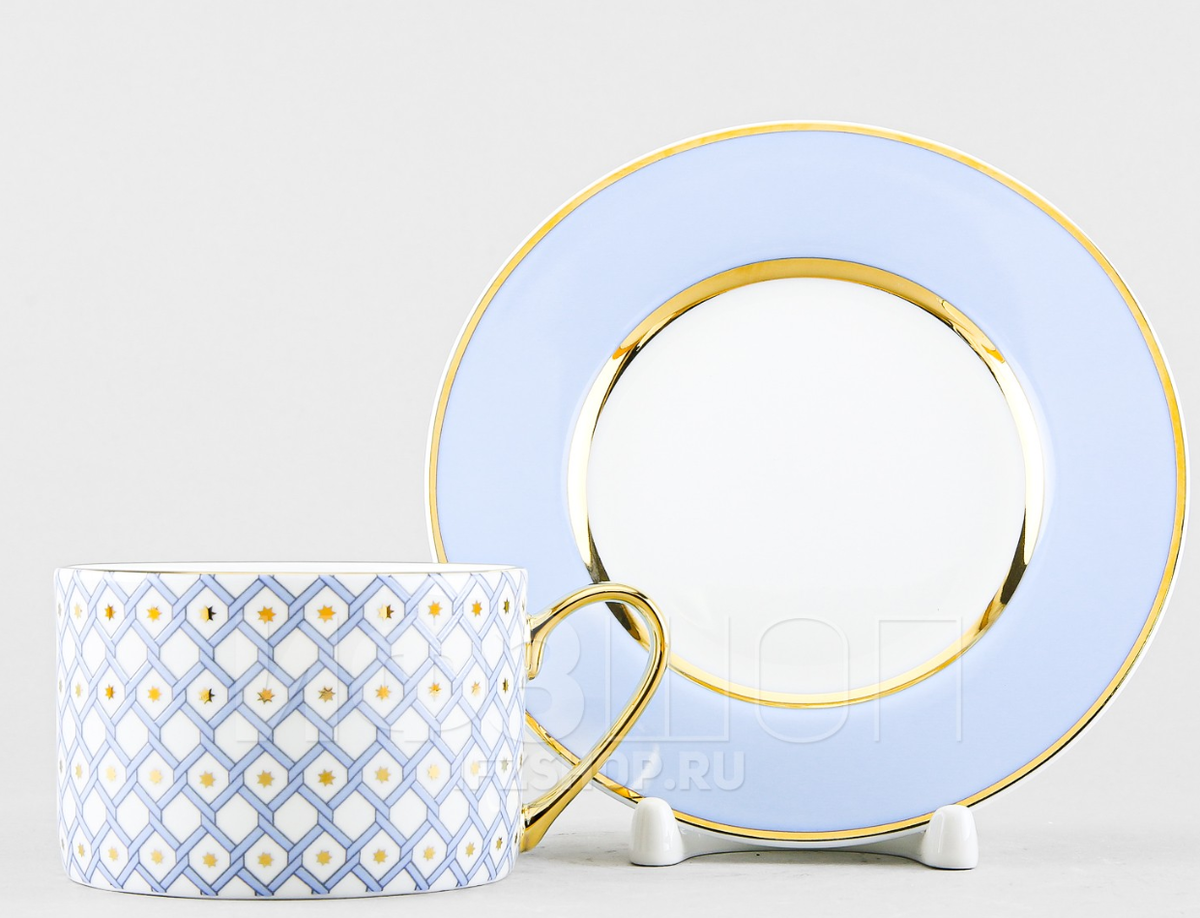 Чашка с блюдцем чайная ф. Идиллия рис. Азур №1