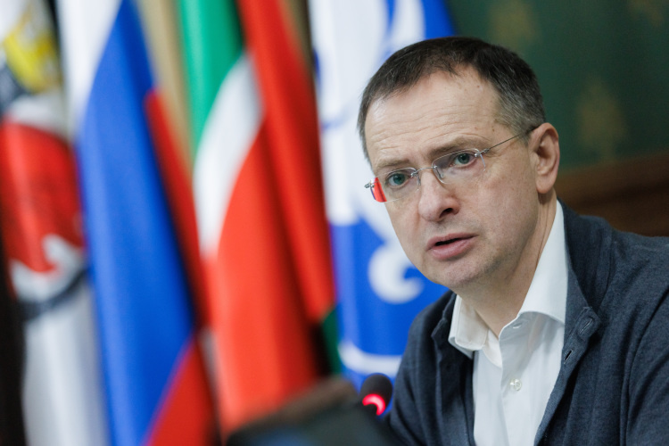    Союз писателей России с февраля 2025 года возглавляет помощник президента РФ Владимир Мединский.   
Фото: «БИЗНЕС Online»