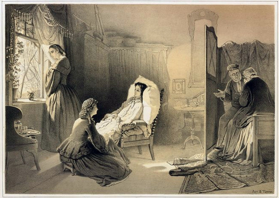 "Последняя весна". Литография Тимма с каритны М.П.Клодта