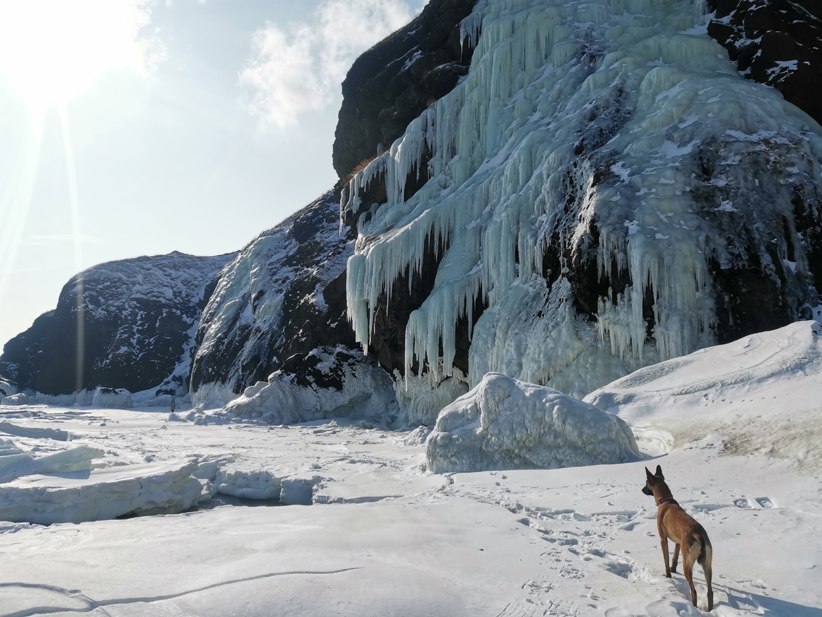 Натечные льды (ледопады) бухты Тихой лучше смотреть в феврале 