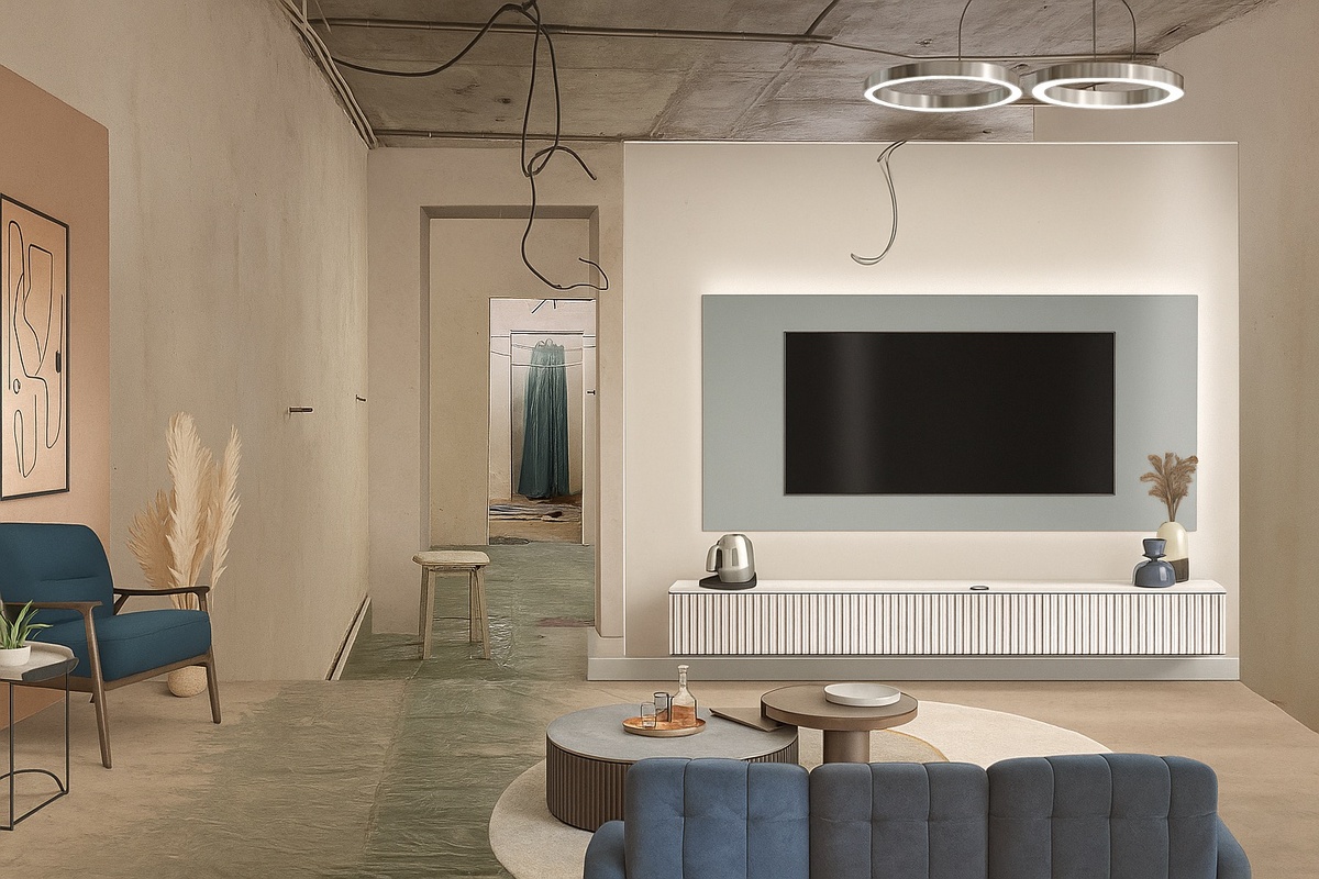 Визуализация интерьера квартиры с неудачным планированием электрики