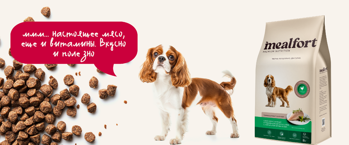 Mealfort сухой корм с курицей и фито-травами для взрослых собак 