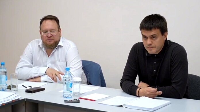    Дмитрий Воропаев и Михаил Котюков. Кадр из видео в ТГ-канале правительства Красноярского края