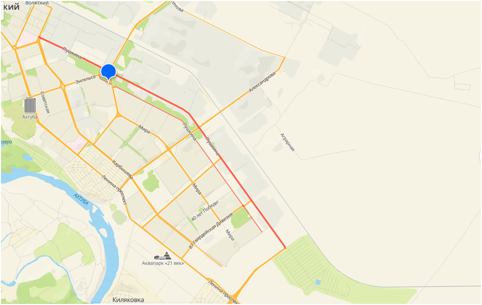 Улица Пушкина в городе Волжском