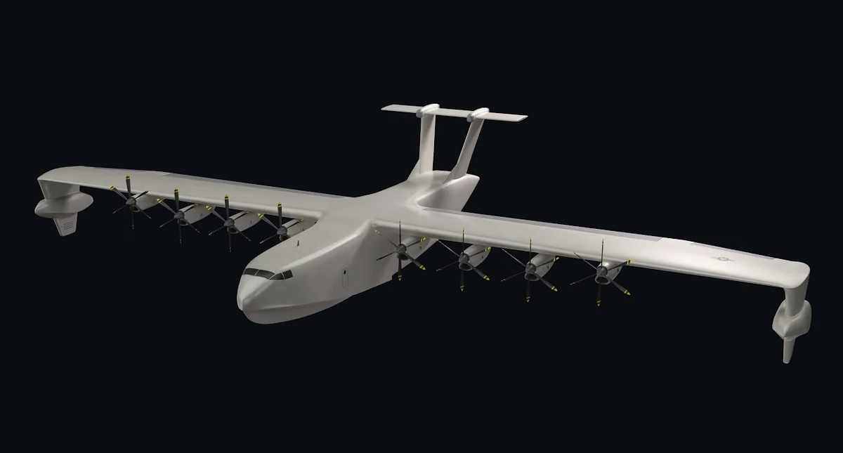 Рендер американского экраноплана Liberty Lifter испытания прототипа которого завершаются на Тихом океане. Картинка DARPA