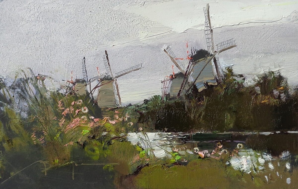 Вероника Лобарева "Киндердейк. Голландия", 2024, картон, масло, 16х26