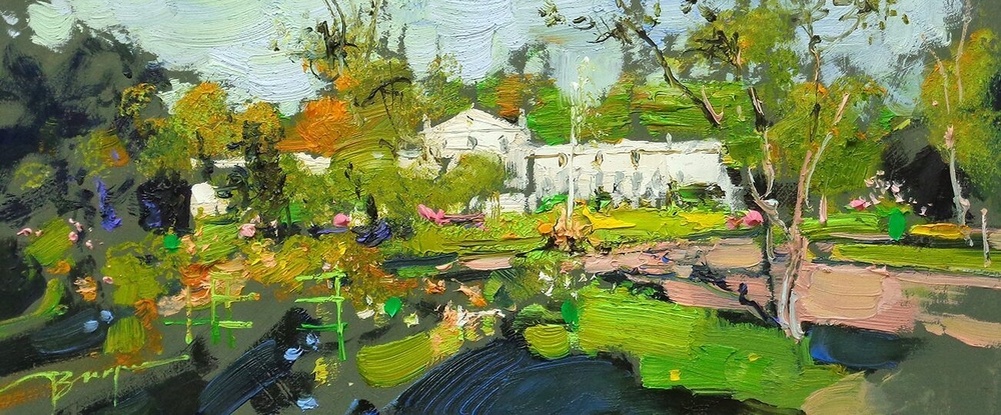 Вероника Лобарева "Петергоф", 2024, картон, масло, 13,5х33