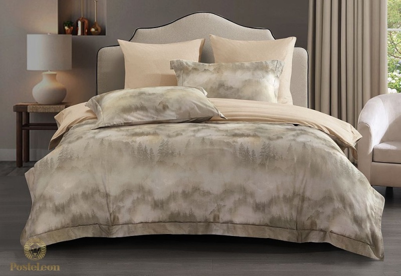 Постельное бельё из хлопка фланели Asabella в песочно-бежевых тонах. Posteleon.ru