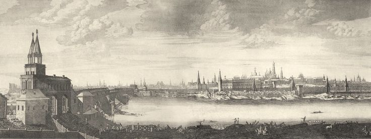 Всехсвятский каменный мост на панораме Москвы работы Питера Пикарта, начало XVIII века