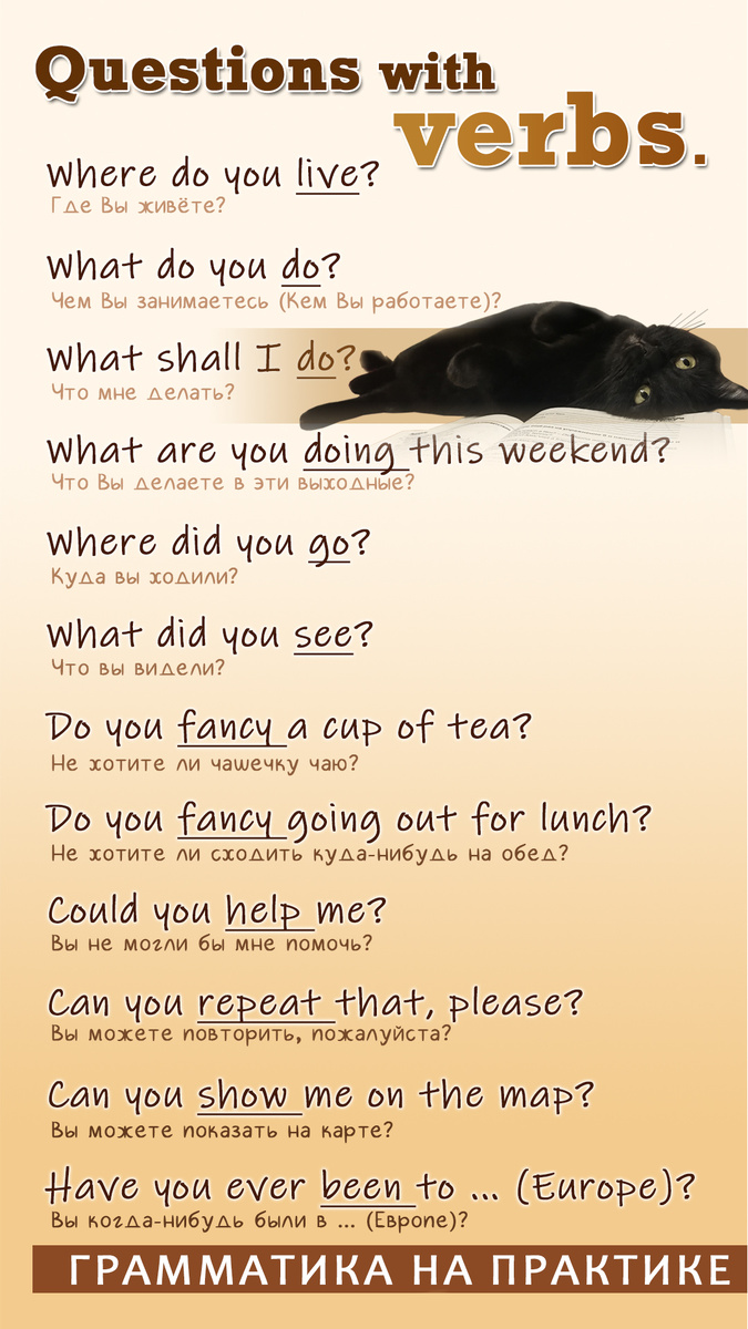 Если вы хотите задать вопрос, и в этом вопросе есть глагол, то не забывайте о вспомогательных глаголах! В зависимости от времени, это могут быть do или does, did или will, have или has. Это может быть даже модальный глагол! Подробнее, как строятся вопросы - в этом видео: https://dzen.ru/video/watch/661ff0a4e7ae2f35289a9dcf