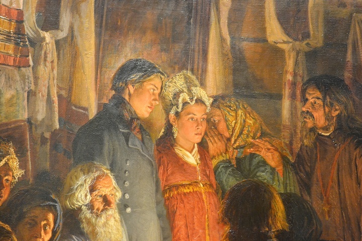 Москва. Государственная Третьяковская галерея. Василий Максимов"Приход колдуна на крестьянскую свадьбу", 1875г. Фрагмент. Фото автора