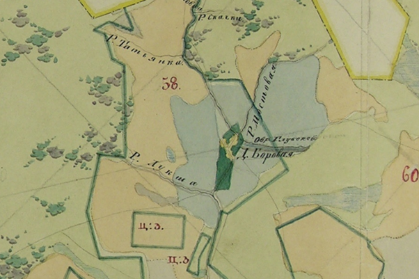 Деревня Боровая на Плане Генерального Межевания Екатерины II . Ц:З-это церковные земли - та самая Поповщина.