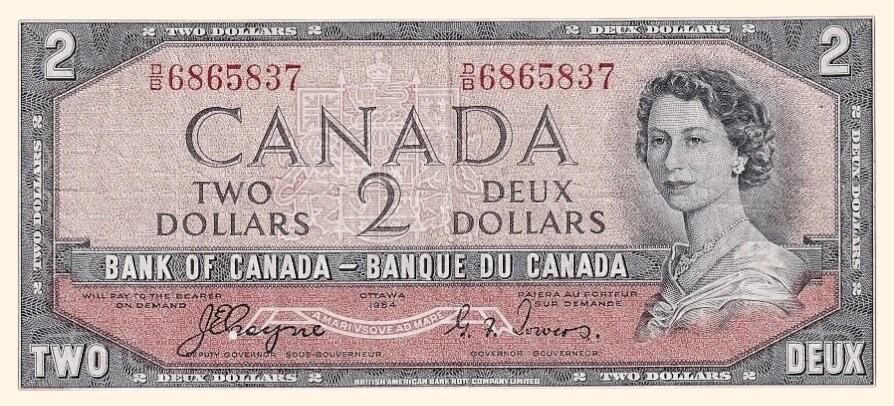 2 канадских доллара 1954 года