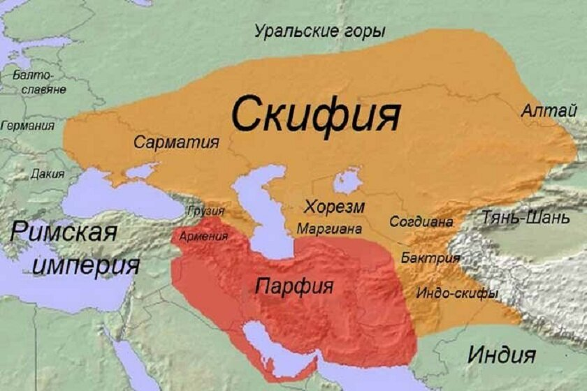 Область расселения скифов в Евразии III–I вв. до н.э.
