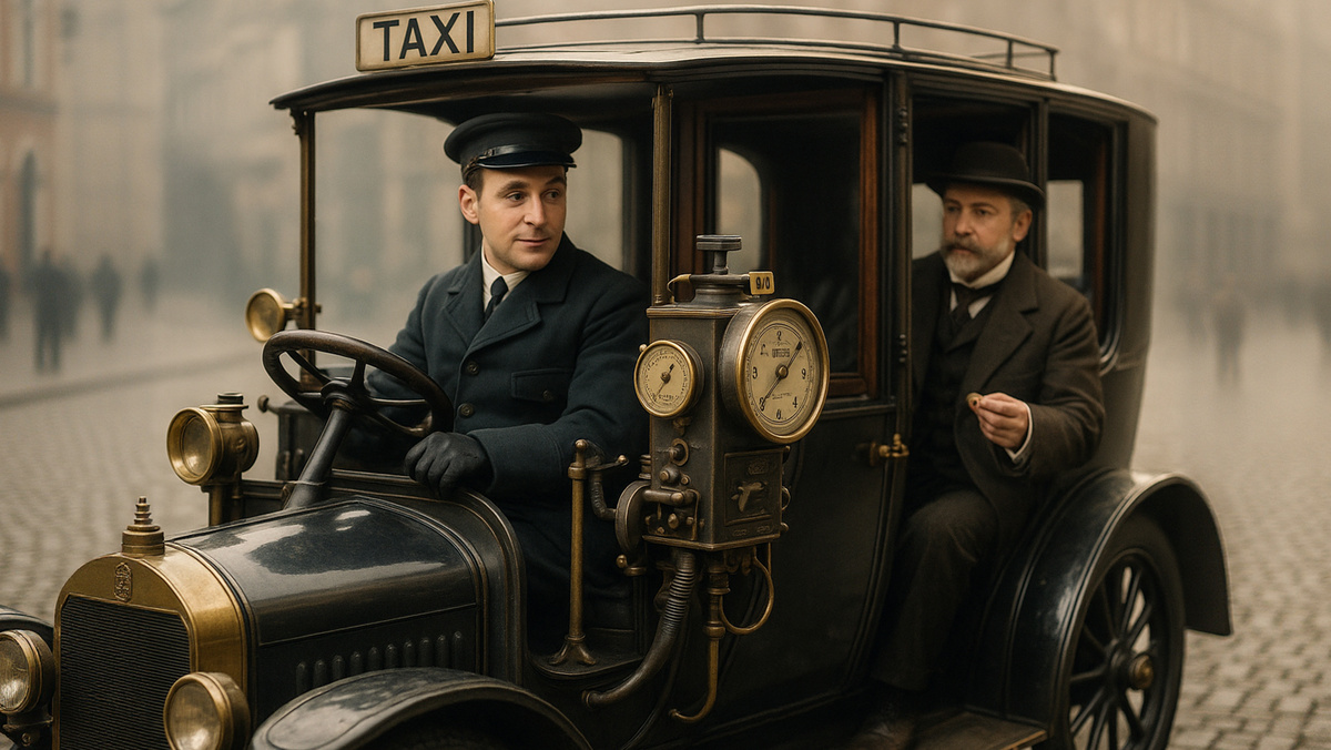 Первое моторное такси с таксометром