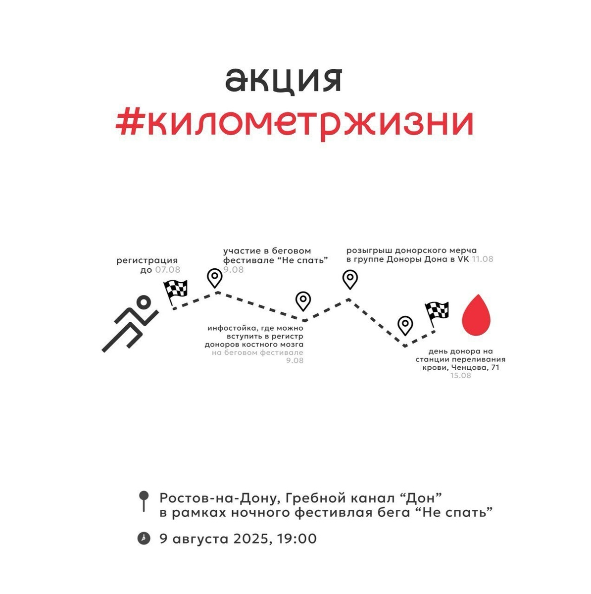 Информация об акции #километр жизни (скриншот из соцсетей проекта "Доноры Дона")
