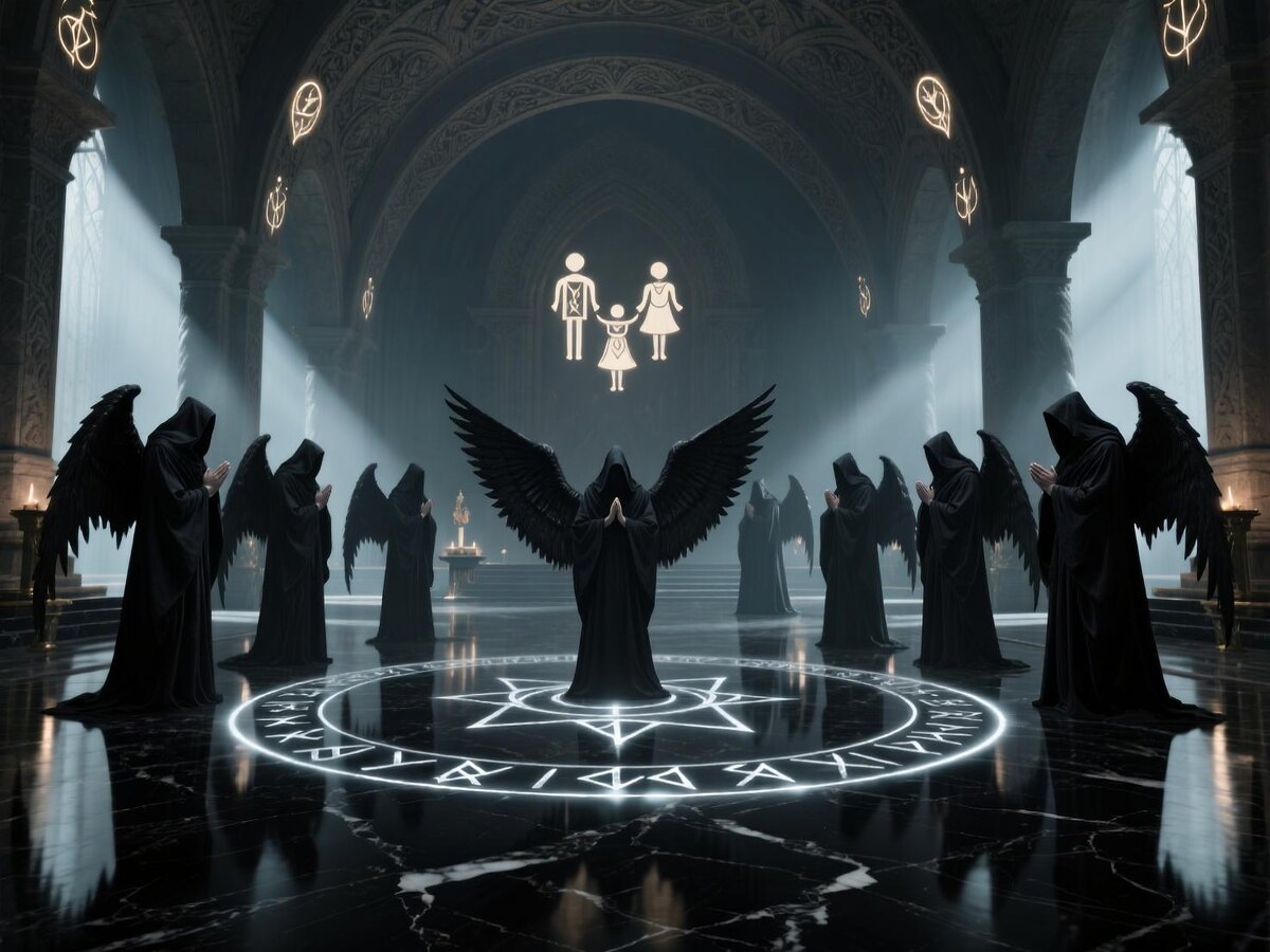 Ученики собрались в древнем зале Посвящения — огромном помещении с высокими сводами, украшенными резными символами древних семей. Пол был выложен черным мрамором, а в центре располагался круг из светящихся рун, которые пульсировали мягким серебристым светом. 