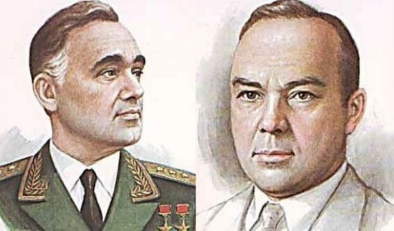 Советские авиаконструкторы Александр Сергеевич Яковлев (1906-1989 гг.) и Николай Николаевич Поликарпов (1892-1944 гг.)