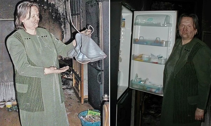 Надежда показывает последствия пожара.