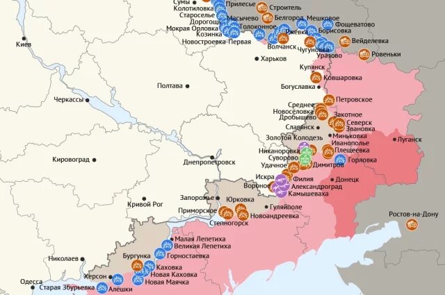    Карта боевых действий в зоне СВО на 14 августа 2025 года