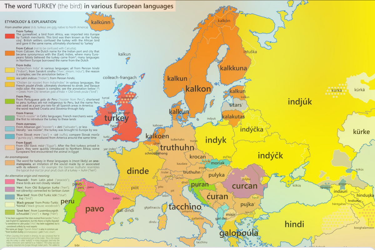 Цвета на карте и их значения