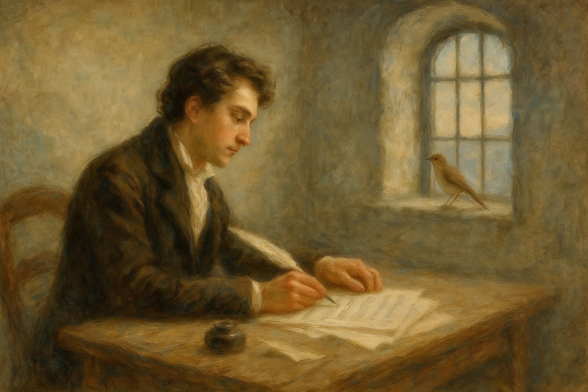 Александр Алябьев в тюремной камере за работой над романсом «Соловей», 1826 год.