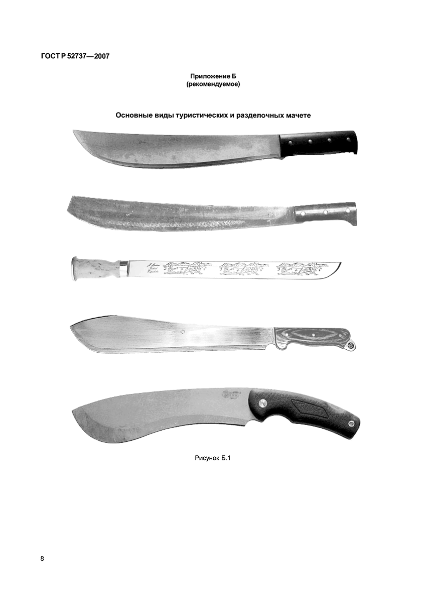 Приложение Б. Мачете туристические и разделочные