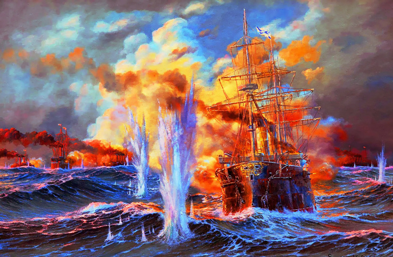 Бой в Корейском проливе. исходное изображение найдено на pinterest.com.