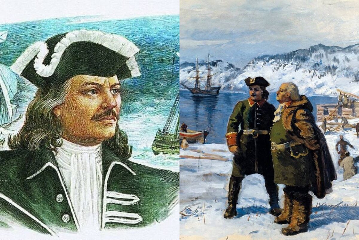 Дворянин и мореплаватель Алексей Чириков и русский мореплаватель датского происхождения, офицер российского флота Витус Беринг 