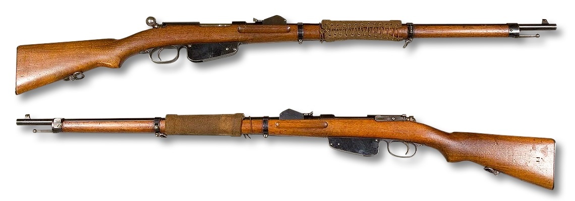 Винтовка Маннлихера обр. 1888 года. Обратите внимание на деталь, предохраняющую руки стрелка от ожога на цевье.