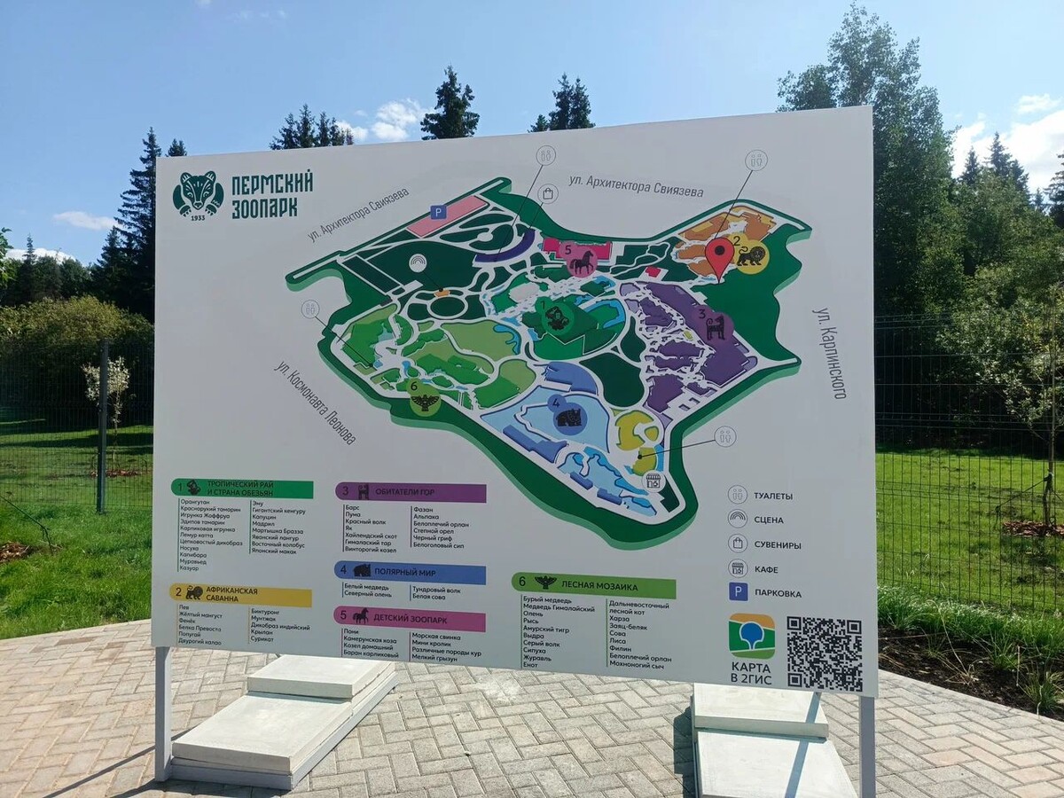 фото из Интернета: схема зоопарка. Где розовая парковка - там вход, а внизу -где голубое, там белый медведь, так что, видимо, через весь зоопарк все же прошли