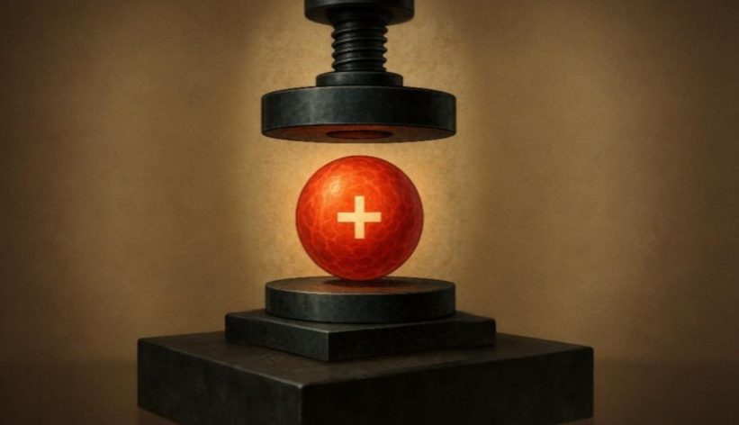 Конечно говорить о мезханическом сжатии протона не приходится