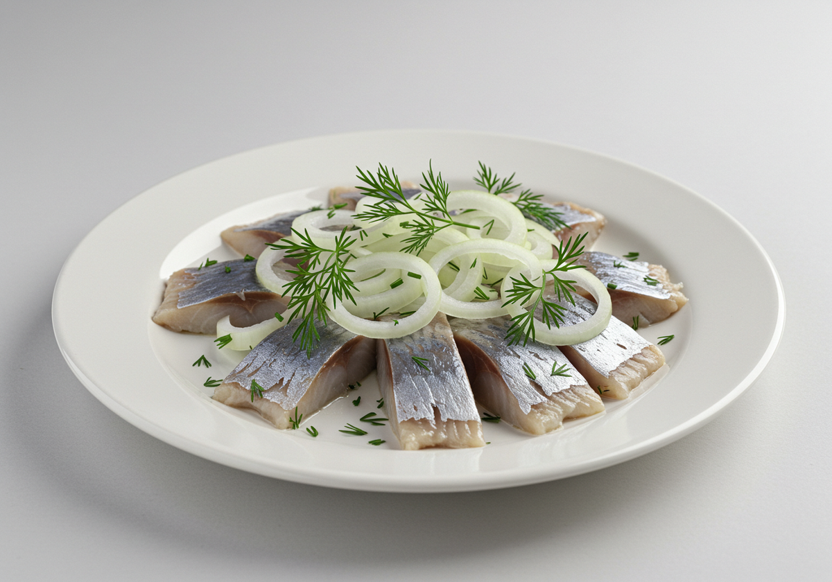 Сельдь с луком и укропом