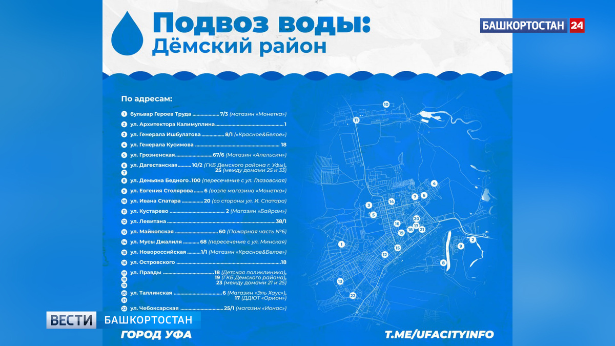   Где набрать воду на время отключения в уфимской Деме: известен список адресов