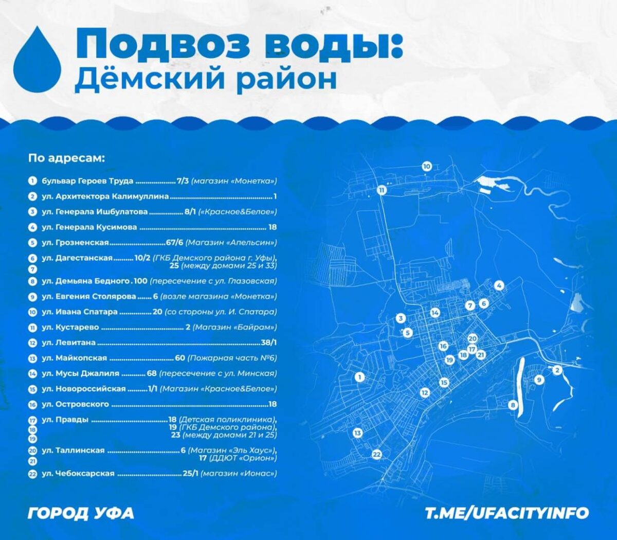    Где набрать воду на время отключения в уфимской Деме: известен список адресов