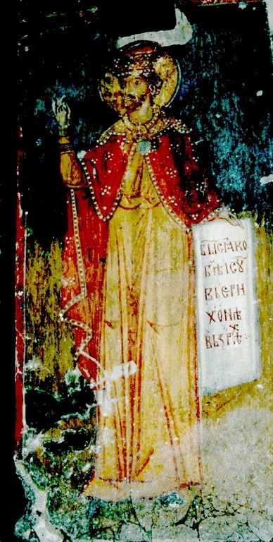 Святой праведный Иисус Навин. 14 в. Фреска ърама Введения во храм Пресвятой Богородицы в Липляне, Косово и Метохия. Сербия.