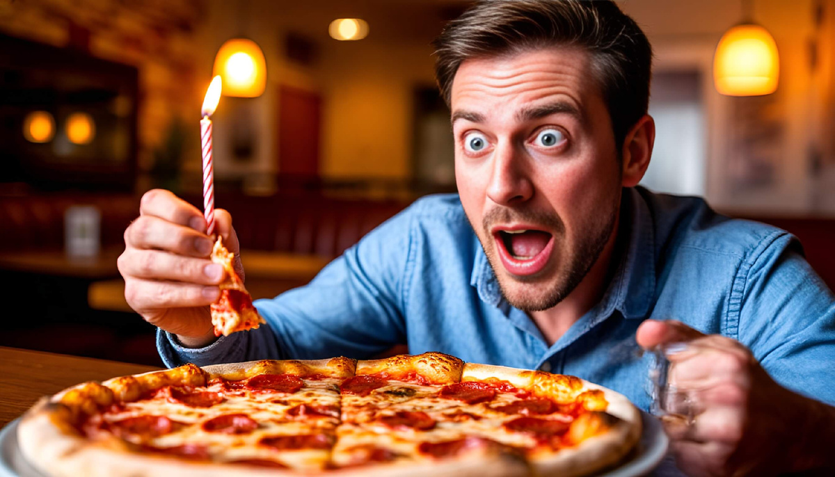 Лицо человека, который только что узнал о налоговом вычете и представил, сколько пиццы сможет заказать 