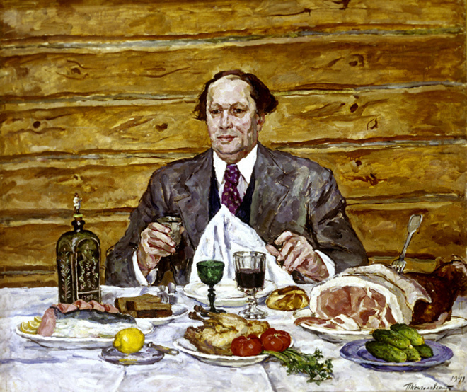 Кончаловский. Алексей Толстой в гостях у художника. 1941.