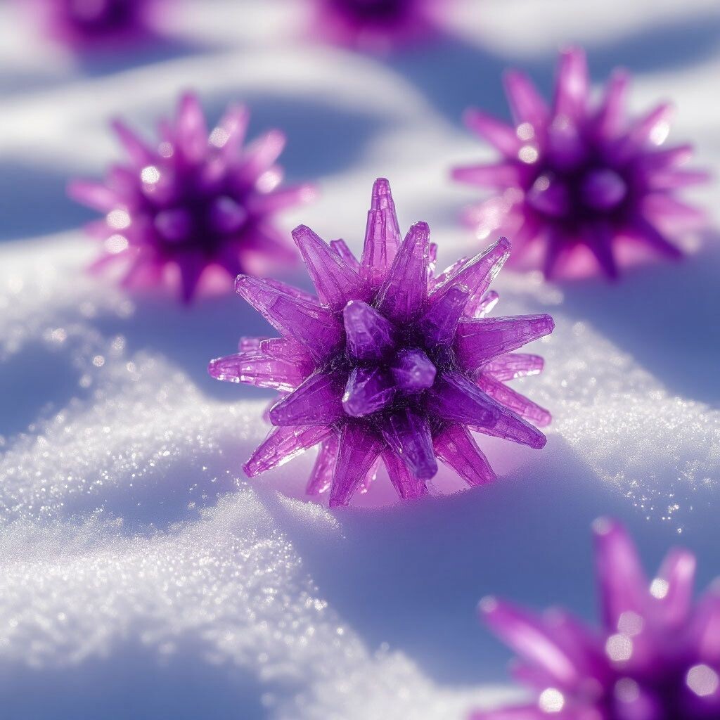 Кристаллики перманганата Калия причудливо тонут в воде, создавая розовые спиральки.