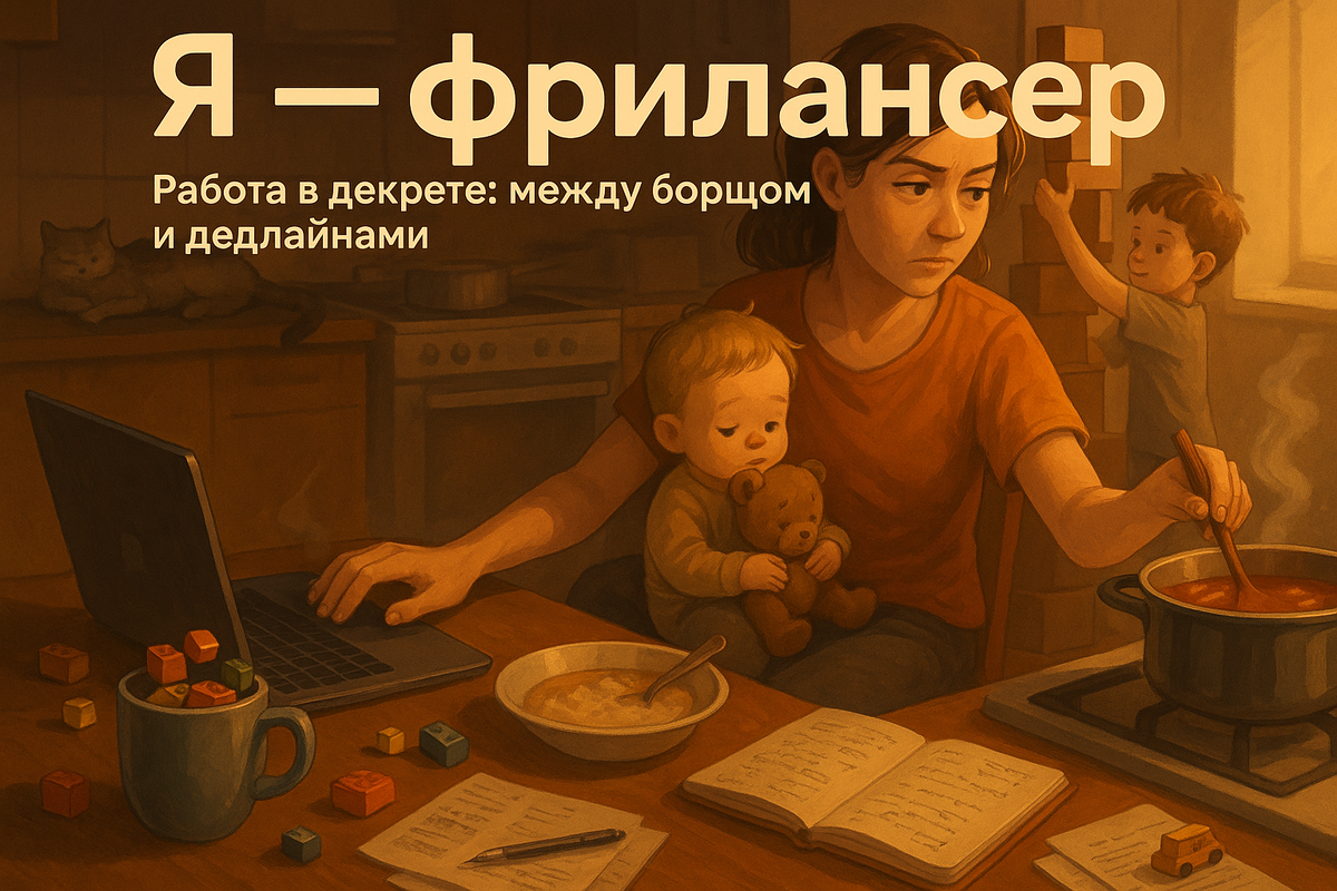 Фриланс в декрете: когда твой офис — кухня, твои коллеги — дети, а кофе с молоком заменяет кофе с лего)