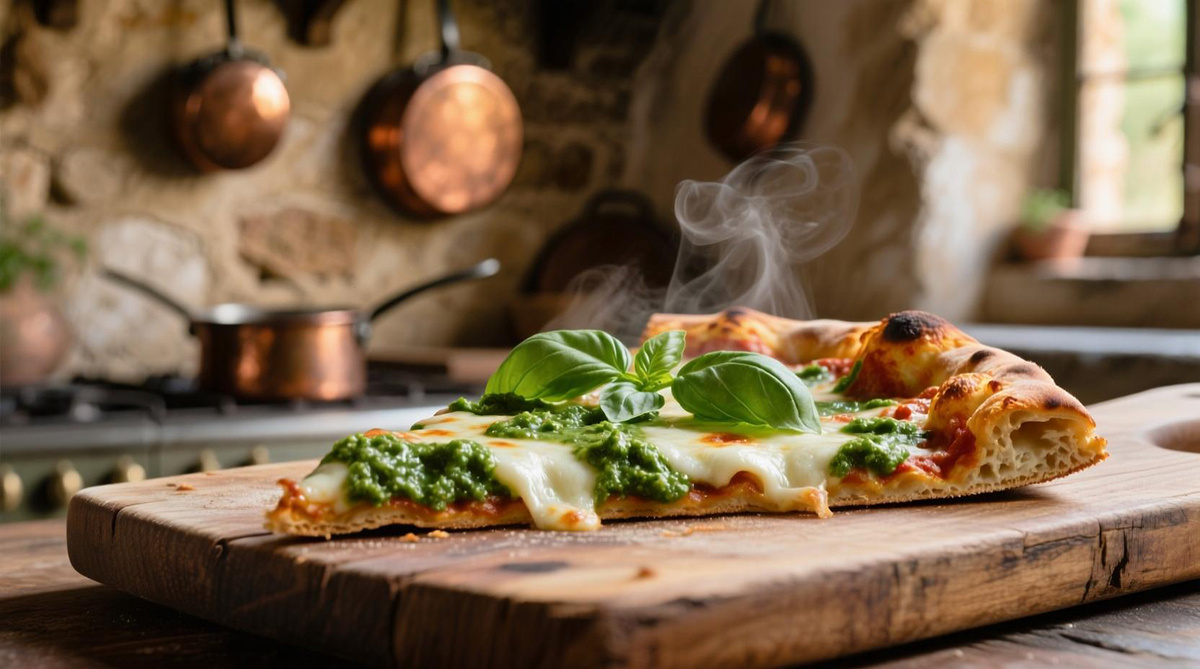 Пицца с соусом песто