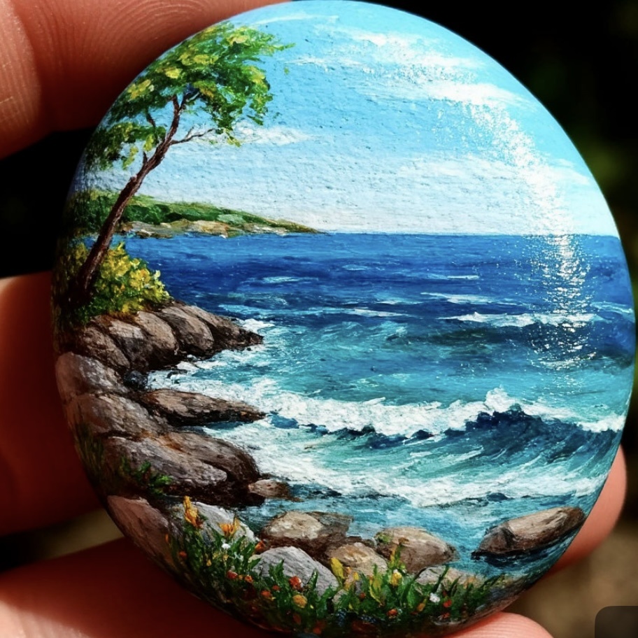 На камне можно нарисовать картину 