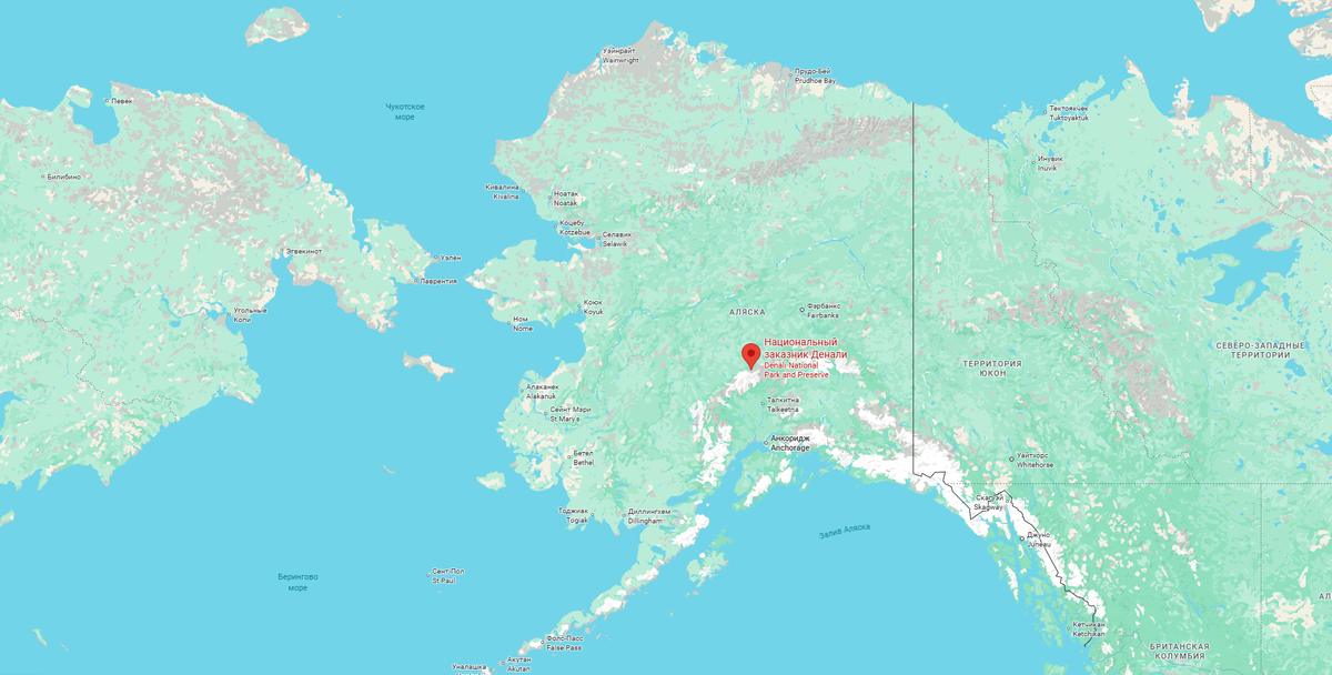Национальный парк Денали на карте