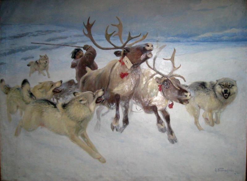 Картина А.Н. Комарова (русский, советский художник анималист).