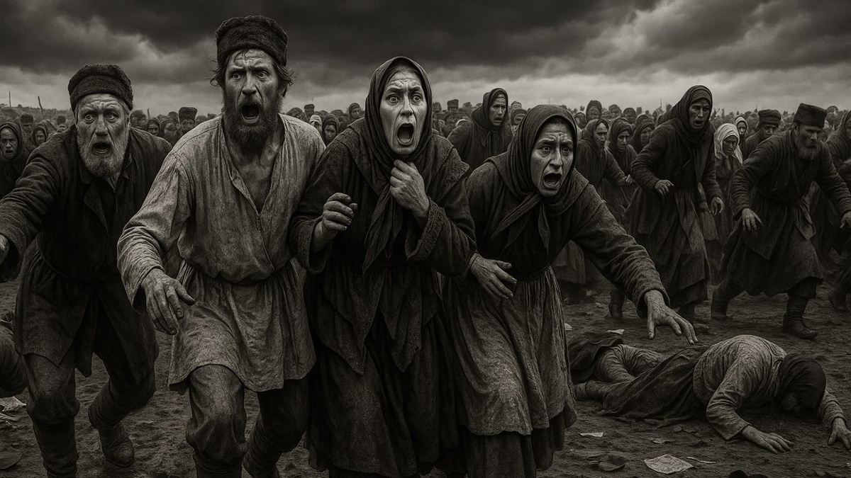 В иллюстративных целях. Бегство простолюдин после начала давки