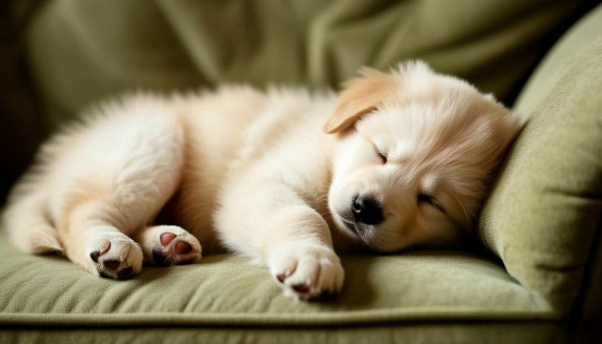 Пока щенок спит, его можно погладить