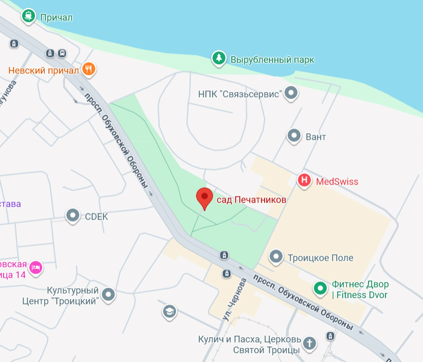 Сад Печатников на карте